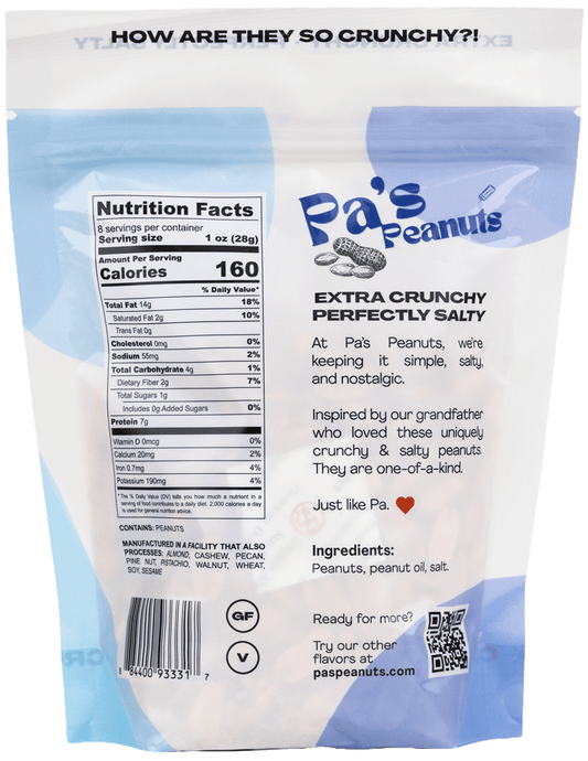 Pa's Peanuts Low Sodium - 8oz Resealable Pouch